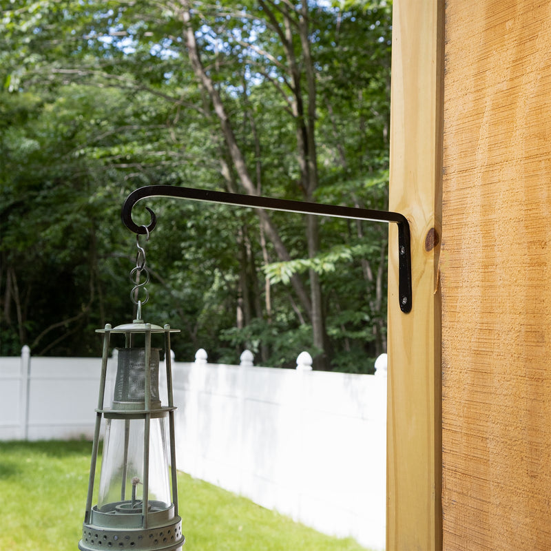 ACHLA 12in Straight Downcurled Bracket 2-Pack | Wrought Iron Black Powdercoat Wall Hook | Outdoor Lanterns, Planters & Bird Feeders | Model TSH-12-2