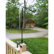 ACHLA Shepherd's Hook with Over Railing Bracket | Wrought Iron Black Powdercoat | Porch & Deck for Birdfeeders, Lanterns, String Lights | Model TSW-03