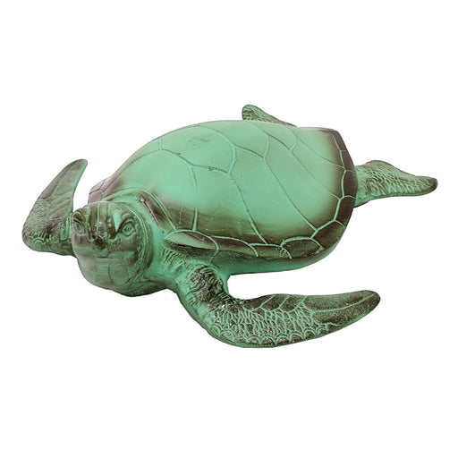 ACHLA Sea Turtle Garden Ornament | Green Patina Aluminum | Patio & Garden Decor | 16.5 x 15.5 x 5.5 in | Model TUR-01