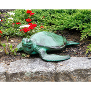ACHLA Sea Turtle Garden Ornament | Green Patina Aluminum | Patio & Garden Decor | 16.5 x 15.5 x 5.5 in | Model TUR-01