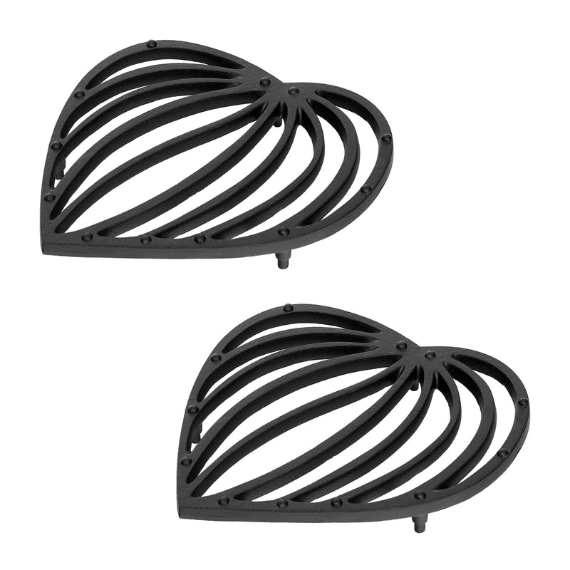ACHLA Leaf Wrought Iron Trivet Set of 2 | Black Powdercoat Cast Iron | Indoor & Outdoor Plant Stand | 8 x 7 x 1 in | Model TWI-05-2