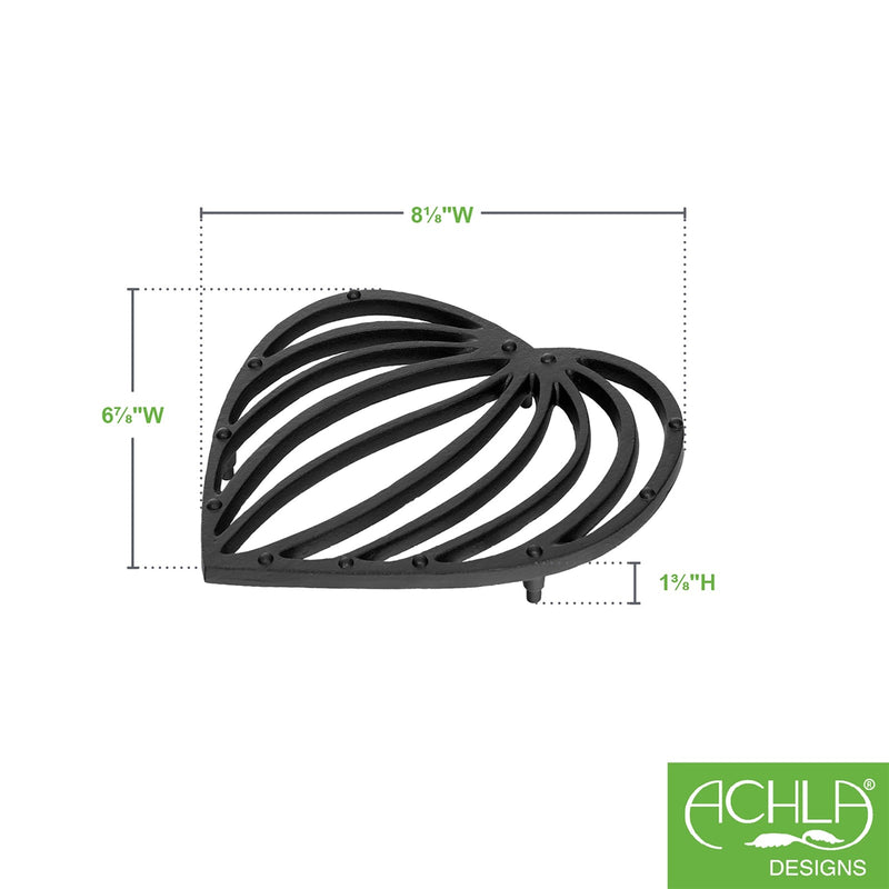 ACHLA Leaf Wrought Iron Trivet Set of 2 | Black Powdercoat Cast Iron | Indoor & Outdoor Plant Stand | 8 x 7 x 1 in | Model TWI-05-2
