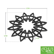 ACHLA 12in Flower Wrought Iron Trivet Set of 2 | Black Powdercoat Cast Iron | Indoor & Outdoor Plant Stand | 12 x 12 x 1 in | Model TWI-06L-2