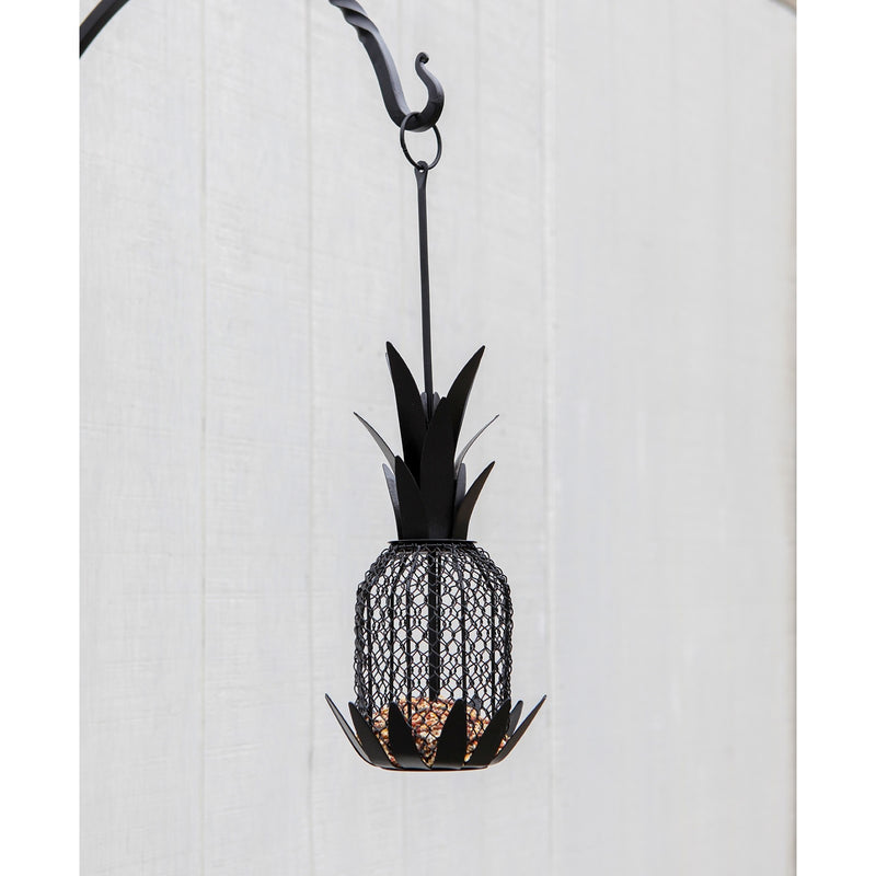 ACHLA Pineapple Bird Feeder 8in | Black Powder-Coated Steel Wire Mesh | Outdoor Garden & Backyard | 8 x 8 x 18 in | Model VBF-01