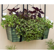 ACHLA Medium Flower Box with Wall Brackets | Green Patina Galvanized Steel and Black Wrought Iron | Front Porch & Balcony Planter | Model VFB-05-WM