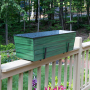 ACHLA Williamsburg 36in Large Galvanized Tin Window Box | Verdigris Green Patina Powder Coated | Patio & Porch Window Planters | Model VFB-06