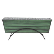 ACHLA Odette Large Flower Box Stand | Green Patina Galvanized Steel and Black Wrought Iron | Patio & Balcony Container Gardening | Model VFB-06-S