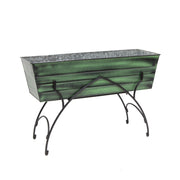 ACHLA Bella 36in Flower Box Stand | Art Deco Green Patina Galvanized Steel and Black Wrought Iron | Patio & Balcony Planter | Model VFB-06-S2
