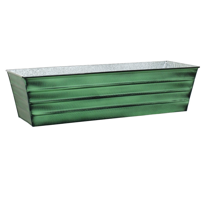ACHLA Flora 36in Flower Box Stand | Green Patina Galvanized Steel and Black Wrought Iron | Patio & Balcony Planter | Model VFB-06-S3