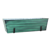 ACHLA Large Flower Box with Wall Brackets | Green Patina Galvanized Steel and Black Wrought Iron | Front Porch & Balcony Container | Model VFB-06-WM