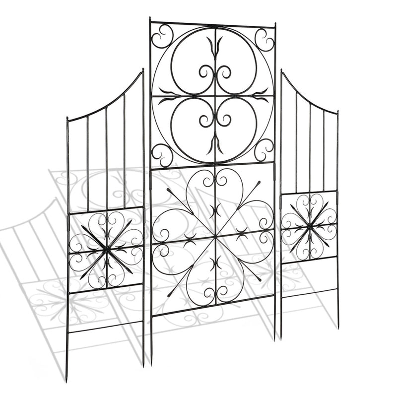 ACHLA Aldrich II Trellis Side Piece 16.5in W x 63in H | Traditional Graphite Wrought Iron | Garden Wall & Entryway Decor | Model VFT-22S