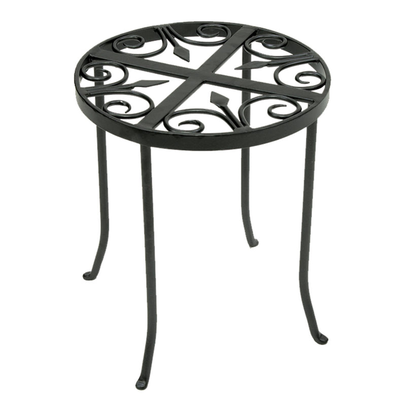 ACHLA Williamsburg Round 12in Plant Stand | Wrought Iron Graphite Powder Coat | Indoor & Outdoor Plant Display | 12 x 12 x 14 in | Model VTT-01