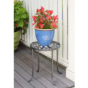 ACHLA Williamsburg Round 12in Plant Stand | Wrought Iron Graphite Powder Coat | Indoor & Outdoor Plant Display | 12 x 12 x 14 in | Model VTT-01