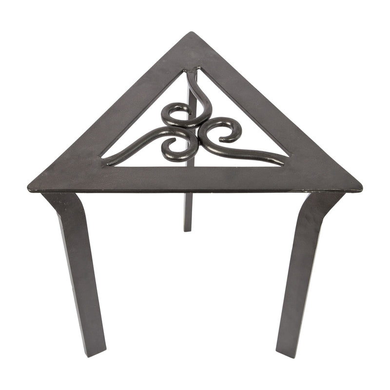 ACHLA Triangular Trivet Plant Stand | Wrought Iron Graphite Powder Coat | Porch, Deck & Patio Corner Accent | 12 x 12 x 12 in | Model VTT-02