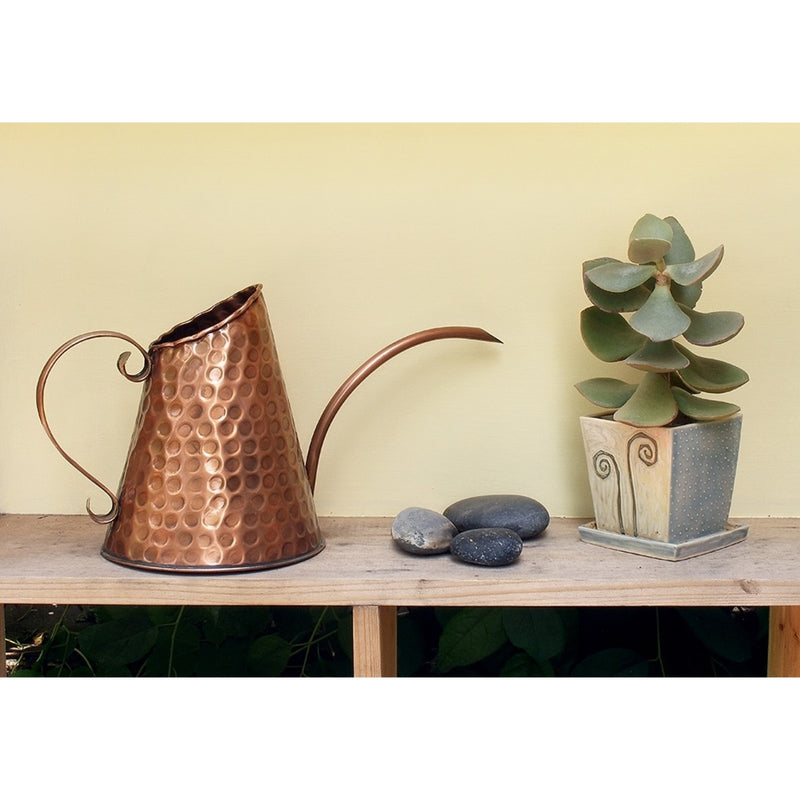 ACHLA Dainty Copper Watering Can | Hammered Copper Finish | Indoor & Outdoor Plant Care | 6.5in Dia x 7.5in H, 3 Pint Capacity | Model WC-06