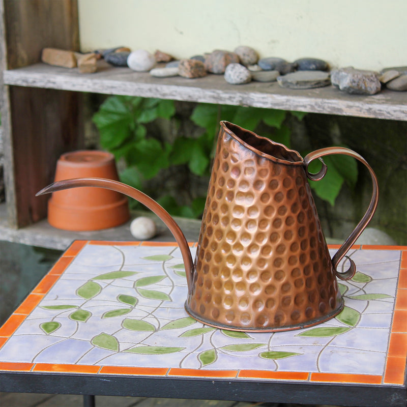 ACHLA Dainty Copper Watering Can | Hammered Copper Finish | Indoor & Outdoor Plant Care | 6.5in Dia x 7.5in H, 3 Pint Capacity | Model WC-06