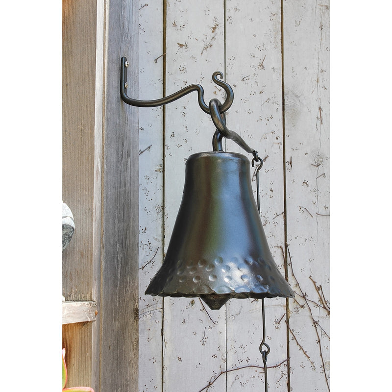 ACHLA Wrought Iron Bell, Medium 6in | Rustic Hand-Forged Iron | Outdoor Doorbell & Garden Decor | 6 x 6 x 8.75 in | Model WIB-02