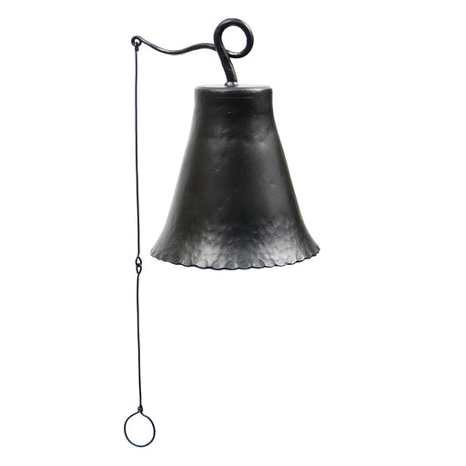 ACHLA Wrought Iron Bell Large | Hand-Forged Graphite Powder Coat | Outdoor Garden Doorbell & Dinner Bell | 8 x 8 x 12 in | Model WIB-03
