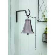ACHLA Wrought Iron Bell Large | Hand-Forged Graphite Powder Coat | Outdoor Garden Doorbell & Dinner Bell | 8 x 8 x 12 in | Model WIB-03