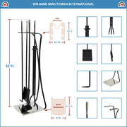 ACHLA Park Avenue Tool Set | Nickel and Black Cast Iron | Fireplace & Hearth Accessory | 8 x 11 x 32 in | Model WR-44NB