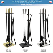 ACHLA Park Avenue Fireplace Tool Set | Contemporary Cast Iron with Polished Brass Accents | Living Room Hearth & Fireplace | Model WR-44PB
