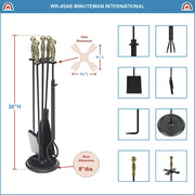 ACHLA Chelmsford Fireplace Tool Set | Antique Brass and Black Cast Iron | Living Room & Hearthside | 8 x 8 x 30 in | Model WR-45AB