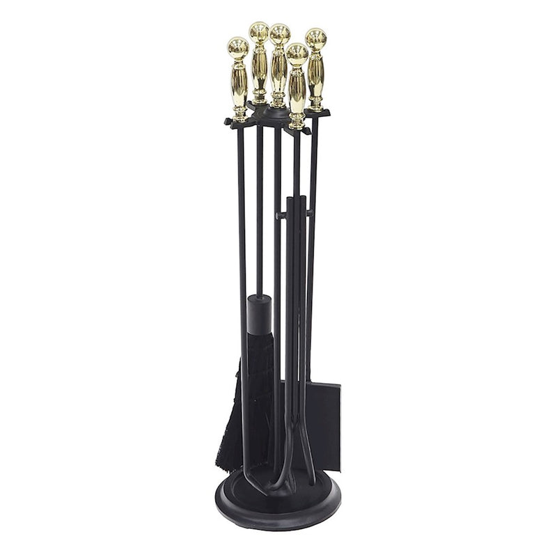 ACHLA Chelmsford Tool Set | Classic Ball-End Cast Iron Fireplace Tools | Living Room & Hearth Accessory | 8 x 8 x 30 in, 17 lbs | Model WR-45PB