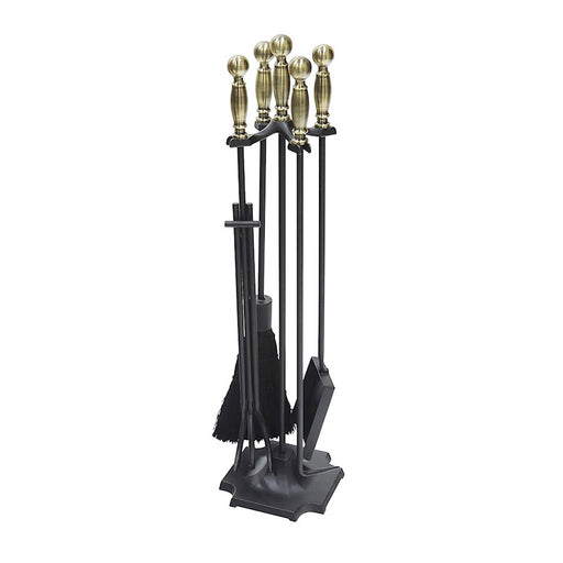 ACHLA Carlisle Tool Set | Traditional Cast Iron Fireplace Tool Set with Antique Brass Handles | Living Room & Hearth Accessory | Model WR-46AB
