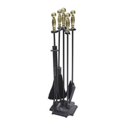 ACHLA Carlisle Tool Set | Traditional Cast Iron Fireplace Tool Set with Antique Brass Handles | Living Room & Hearth Accessory | Model WR-46AB