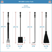 ACHLA Carlisle Fireplace Tool Set | Traditional Cast Iron with Black Finish | Living Room & Hearth Accessory | 8 x 8 x 30 in | Model WR-46BK