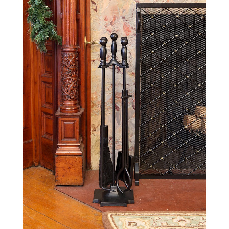 ACHLA Carlisle Fireplace Tool Set | Traditional Cast Iron with Black Finish | Living Room & Hearth Accessory | 8 x 8 x 30 in | Model WR-46BK