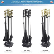 ACHLA Carlisle Fireplace Tool Set | Traditional Cast Iron with Black Finish | Living Room & Hearth Accessory | 8 x 8 x 30 in | Model WR-46BK