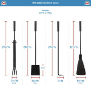 ACHLA Bedford 30in Fireplace Tool Set | Black Cast Iron and Zinc Handles | Living Room & Hearthside Fireplace | 8 x 8 x 30 in | Model WR-48BK