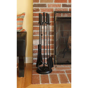 ACHLA Bedford 30in Fireplace Tool Set | Black Cast Iron and Zinc Handles | Living Room & Hearthside Fireplace | 8 x 8 x 30 in | Model WR-48BK