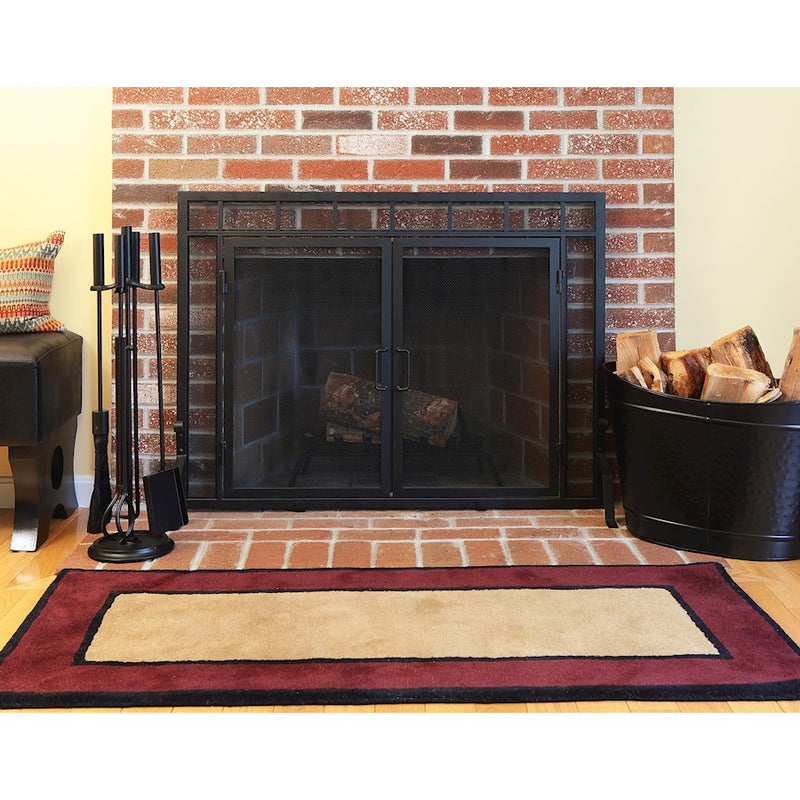 ACHLA Bedford 30in Fireplace Tool Set | Black Cast Iron and Zinc Handles | Living Room & Hearthside Fireplace | 8 x 8 x 30 in | Model WR-48BK