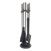 ACHLA Bedford Tool Set 30in Fireplace Tools & Stand | Contemporary Polished Chrome and Cast Iron | Living Room & Hearthside Fireplace | Model WR-48CH