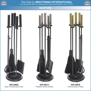 ACHLA Bedford Tool Set 30in Fireplace Tools & Stand | Contemporary Polished Chrome and Cast Iron | Living Room & Hearthside Fireplace | Model WR-48CH
