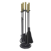 ACHLA Bedford Fireplace Tool Set | Polished Brass and Black Cast Iron | Living Room & Hearthside Fireplace Accessory | 8 x 8 x 30 in | Model WR-48PB