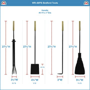ACHLA Bedford Fireplace Tool Set | Polished Brass and Black Cast Iron | Living Room & Hearthside Fireplace Accessory | 8 x 8 x 30 in | Model WR-48PB