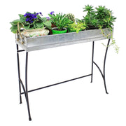 ACHLA Trestle Plant Stand Large | Black Wrought Iron | Entryway & Living Room Plant Display | 32 x 10 x 27 in | Model WT-04