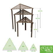 ACHLA Triangular Nesting Tables Set of 3 | Roman Bronze Wrought Iron | Outdoor Patio & Indoor Side Tables or Plant Stands | 16-24in H | Model WTN-01