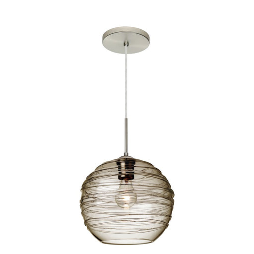 Besa Lighting Wave 10 1 Light Cord Pendant, Satin Nickel/Gray