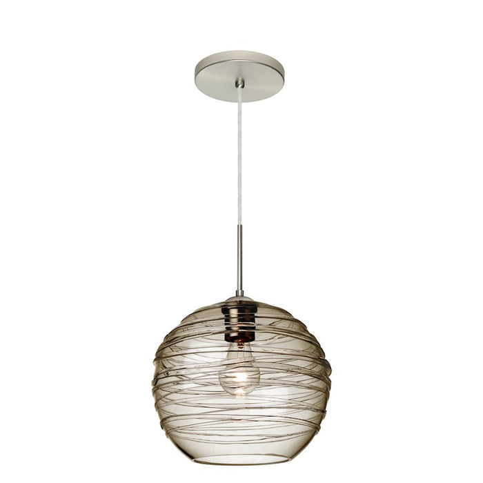 Besa Lighting Wave 10 1 Light Cord Pendant, Satin Nickel/Gray