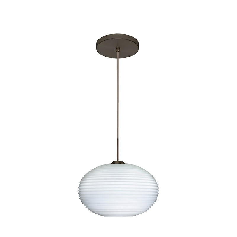 Besa Lighting Pape 10 1-Light Cord Pendant | Contemporary Bronze and White Glass | Kitchen Island & Dining Room | Model 1JT-491207-BR