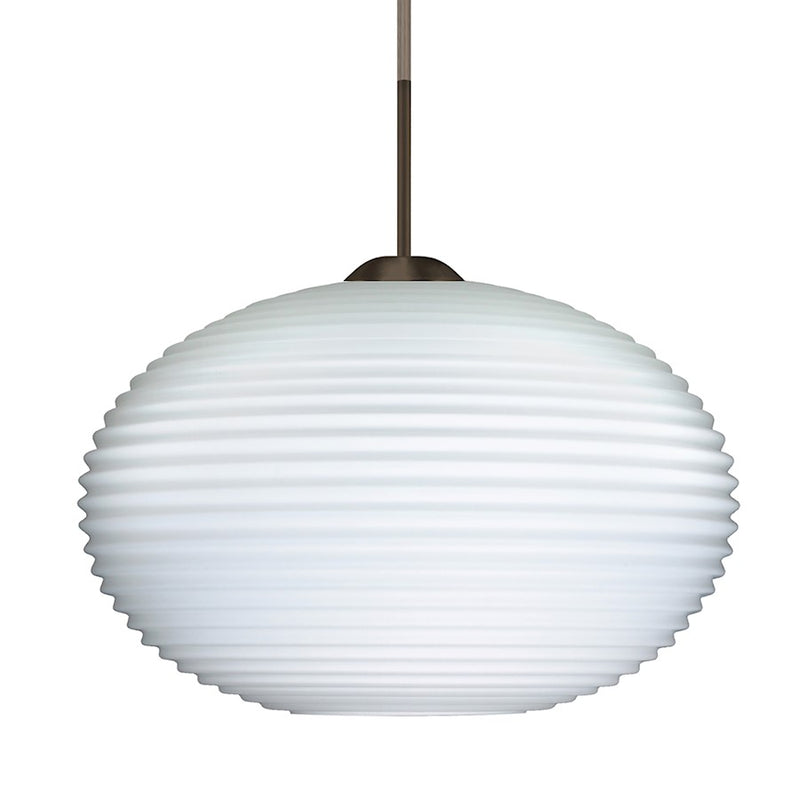 Besa Lighting Pape 10 1-Light LED Cord Pendant | Contemporary Bronze and White Glass | Kitchen Island & Dining Room | Model 1JT-491207-LED-BR