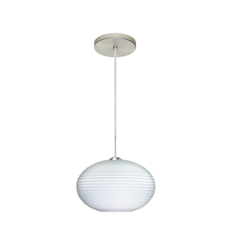 Besa Lighting Pape 10 1-Light LED Cord Pendant | Contemporary Satin Nickel and White Glass | Kitchen Island & Dining Room | Model 1JT-491207-LED-SN