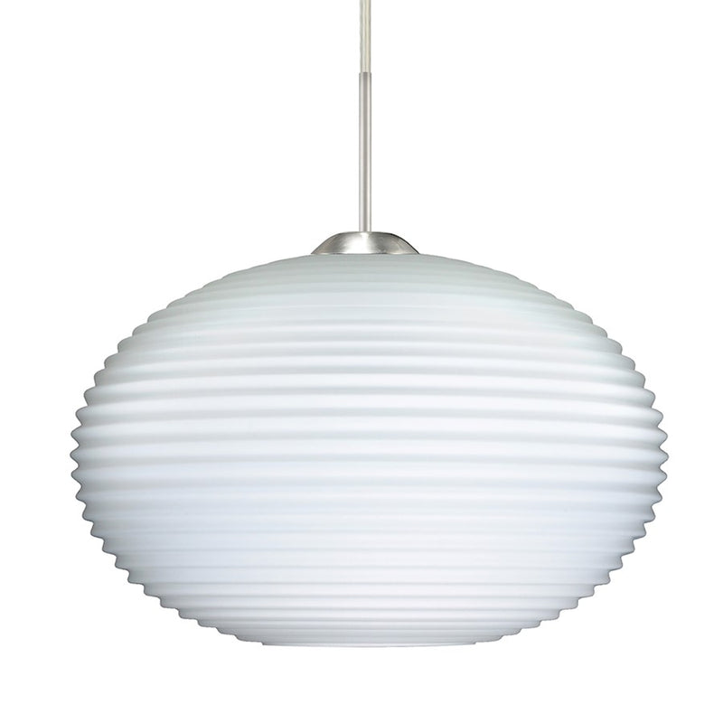 Besa Lighting Pape 10 10in 1-Light Cord Pendant | Contemporary Satin Nickel and White Glass | Kitchen Island & Dining Room | Model 1JT-491207-SN