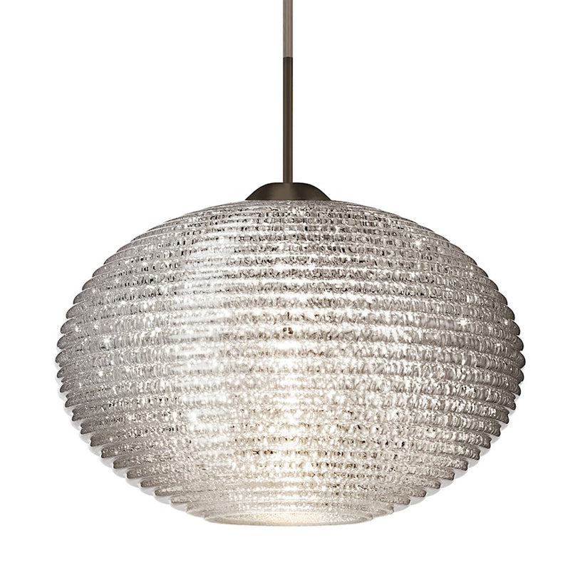 Besa Lighting Pape 10 10in 1-Light Cord Pendant | Contemporary Bronze and Crystal Glass | Kitchen Island & Dining Room | Model 1JT-4912GL-BR