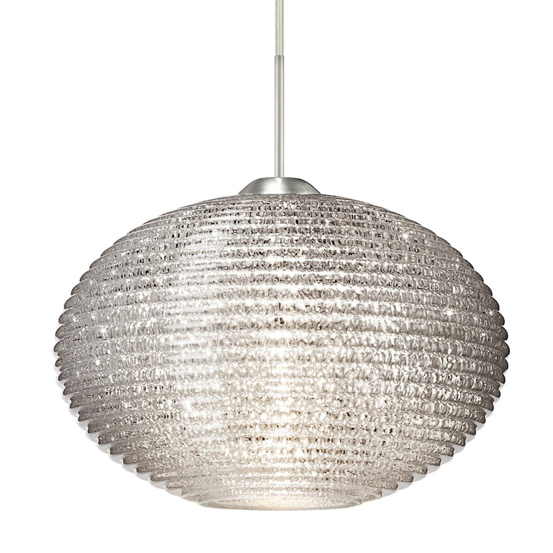 Besa Lighting Pape 10 10in 1-Light LED Cord Pendant | Contemporary Satin Nickel and Crystal Glass | Kitchen Island & Dining | Model 1JT-4912GL-LED-SN