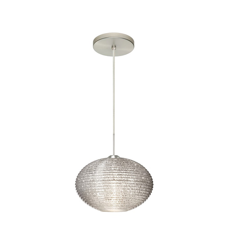 Besa Lighting Pape 10 10in 1-Light LED Cord Pendant | Contemporary Satin Nickel and Crystal Glass | Kitchen Island & Dining | Model 1JT-4912GL-LED-SN